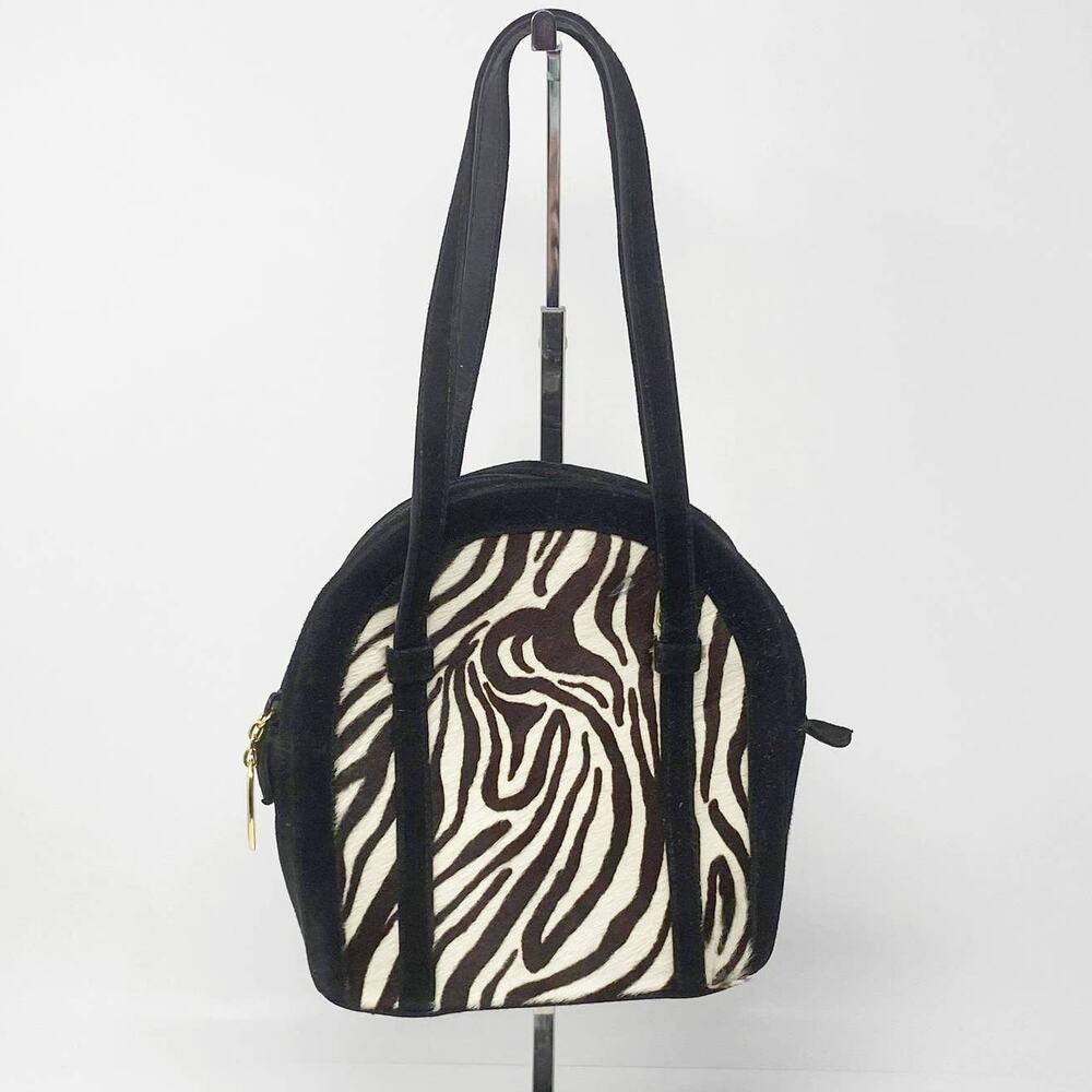Stuart Weitzman Black and White Zebra Print Shoulder Bag